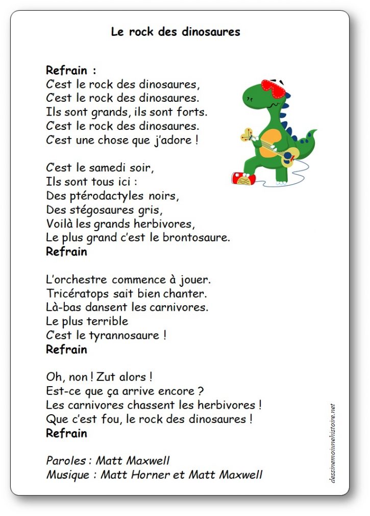 Chanson Le rock des dinosaures de Matt Maxwell