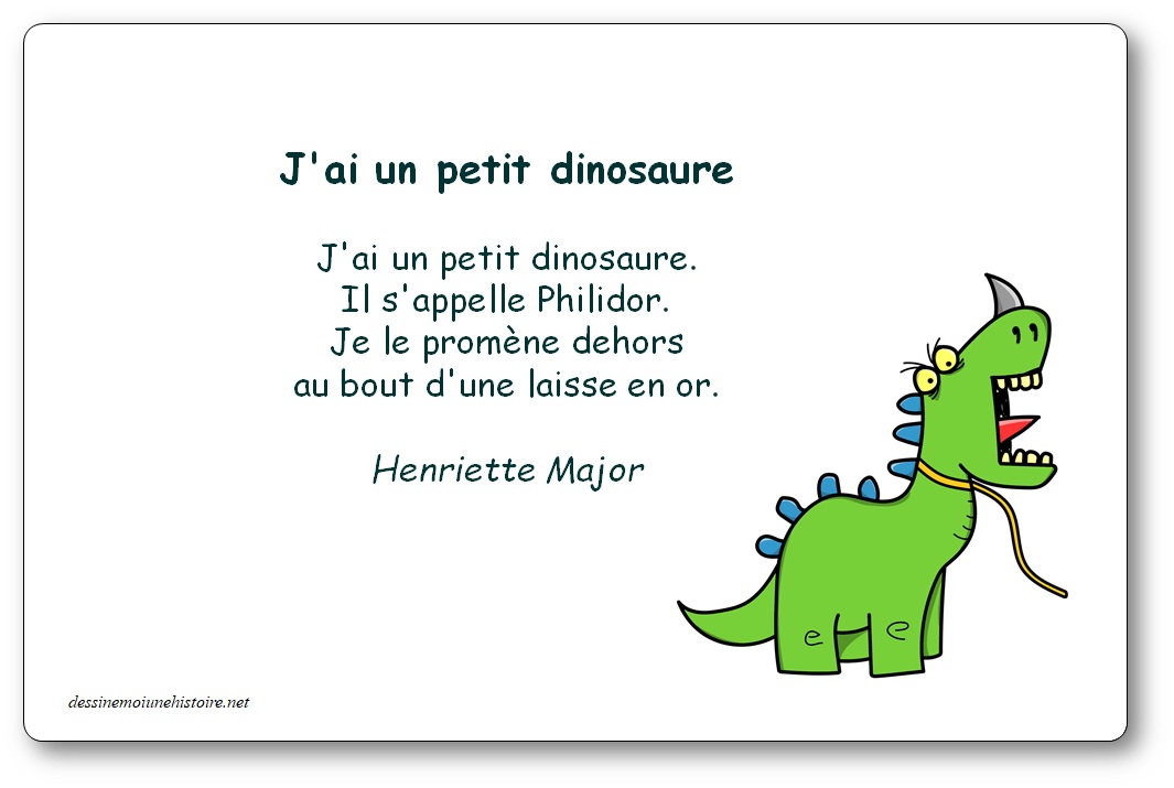 Comptine J'ai un petit dinosaure d'Henriette Major, extrait du livre 100 comptines aux éditions Fides