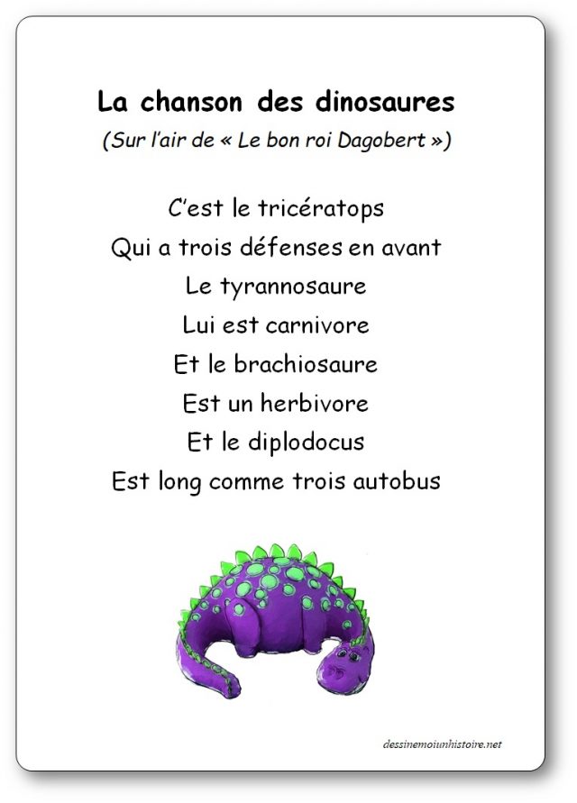 Comptine La chanson des dinosaures - Sur l'Air Le bon roi Dagobert