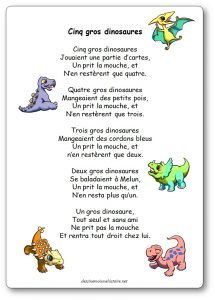 Comptine à compter Cinq gros dinosaures
