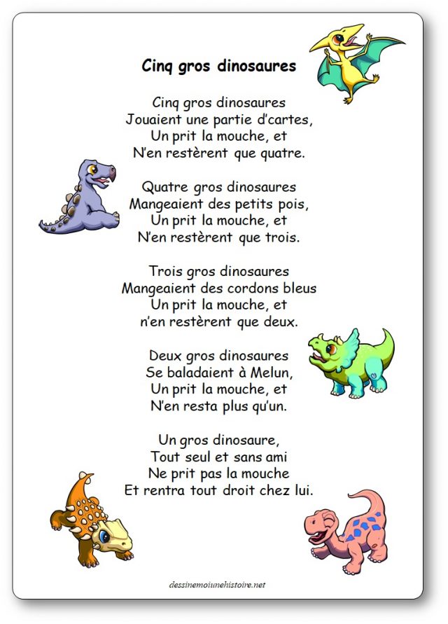 Comptine-numerique-Cinq-gros-dinosaures Comptine à compter Cinq gros dinosaures