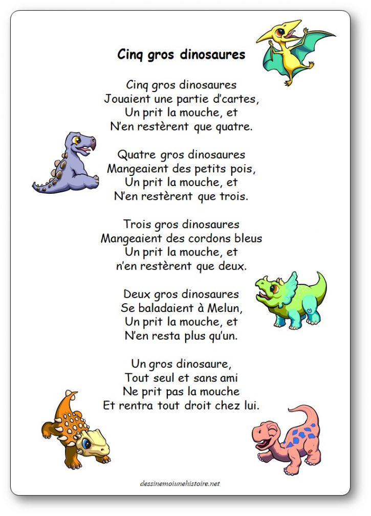 Comptine à compter Cinq gros dinosaures