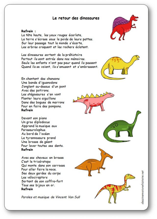 Chanson Le retour des dinosaures - Paroles et musique de Vincent Van Sull