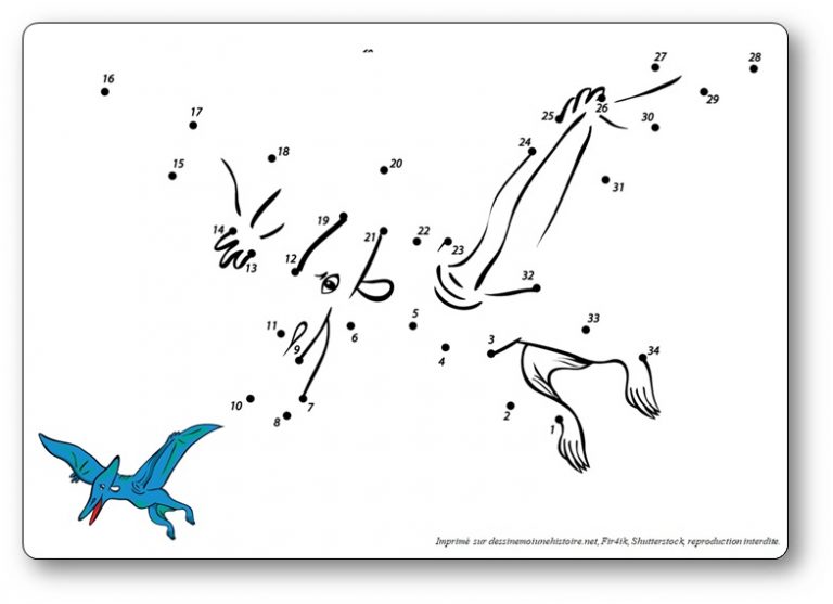 Jeux de points à relier des dinosaures - Relier les points des dinosaures