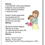 C'est bientôt l'heure des mamans Paroles comptine