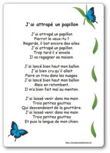 J'ai attrapé un papillon paroles de la comptine Pierrot le veux-tu
