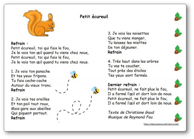 Paroles de la chanson Petit ecureuil toi qui fait le fou