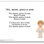 Paroles de la comptine Tête épaules genoux et pieds