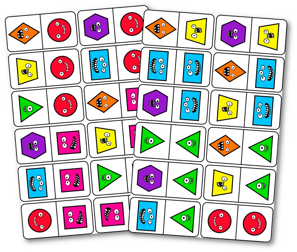 Jeu de dominos des formes et couleurs pour la maternelle à imprimer, Dominos formes géométriques