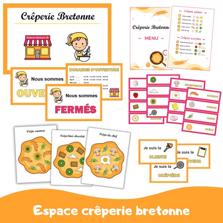 Espace de jeu crêperie bretonne maternelle, espace a scenario restaurant