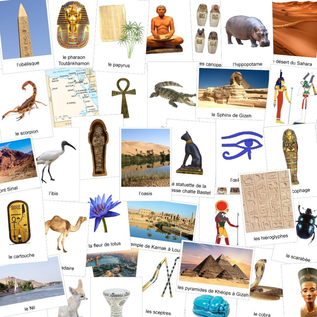 L'imagier de l'Égypte antique : symboles, culture, animaux, emblèmes, drapeau, lieux touristiques