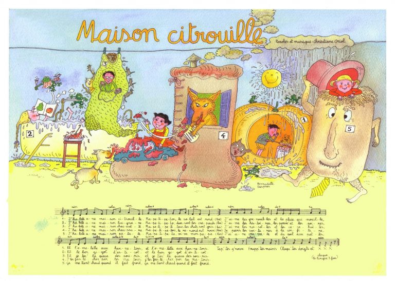 Chanson "Maison citrouille" de Christiane Oriol - Paroles illustrées J