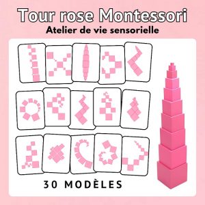 30 cartes modèles pour la tour rose Montessori à imprimer