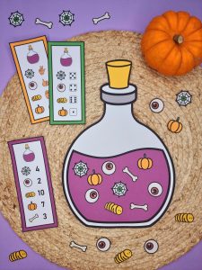 Jeu de nombre sur le thème d'Halloween en maternelle à imprimer gratuitement