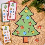 Jeu enfant Sapin de Noël à décorer avec cartes et décorations imprimables
