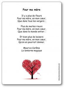 Poème illustré Pour ma mère de Maurice Carême