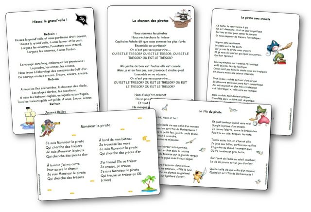 Sélection de chansons, comptines et poésies sur le thème des pirates en maternelle