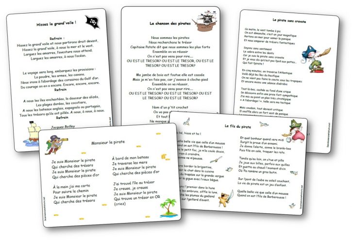 Sélection de chansons, comptines et poésies sur le thème des pirates en maternelle