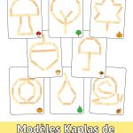 Modèles de Kaplas d’automne à reproduire en maternelle : arbre, feuille, champignon, citrouille et autres symboles de la saison.