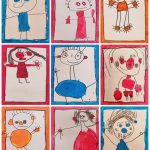 Productions d’élèves de petite et moyenne section : bonhommes réalisés à l’encre colorée