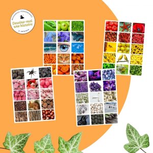 Cartes du jeu éducatif Loto des couleurs pour enfants de maternelle.