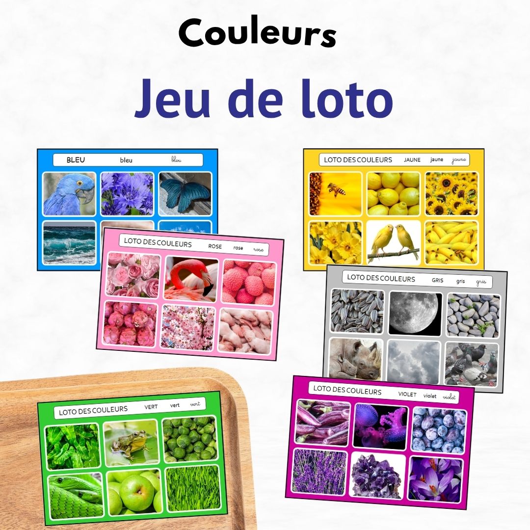 Jeu de loto des couleurs à imprimer pour apprendre les couleurs en maternelle